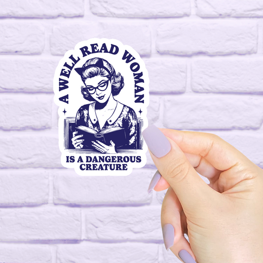 A Well Read Woman Bookish Waterproof Sticker