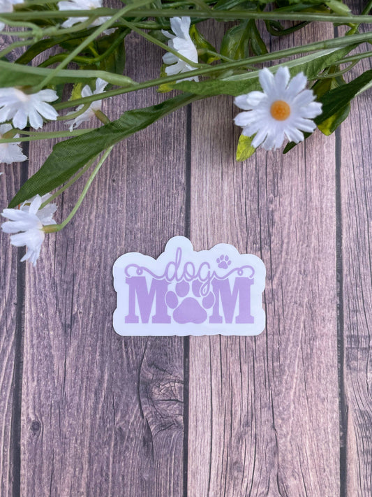 Dog Mom Purple Waterproof Sticker