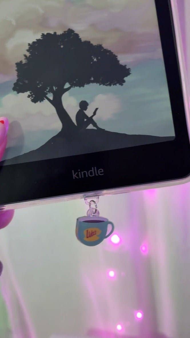 Gilmore Girls Inspired Luke's Coffee USB-C Dust Plug, Cup Charm, Hook Clasp, Holographic Finish: USB-C Plug