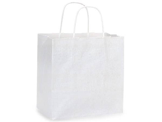 White Kraft Retail Paper Shopping Bags: 100 Pack / Junior 8x5x8"