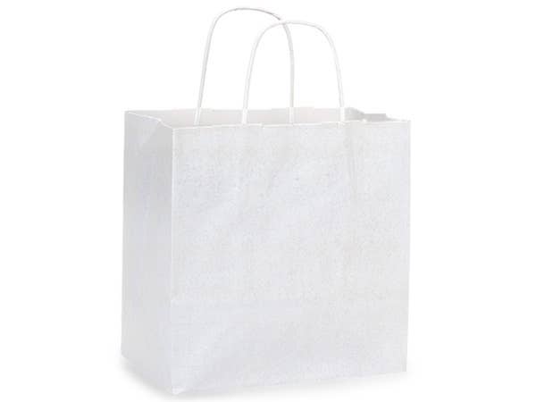 White Kraft Retail Paper Shopping Bags: 100 Pack / Cub 8x4.75x10"