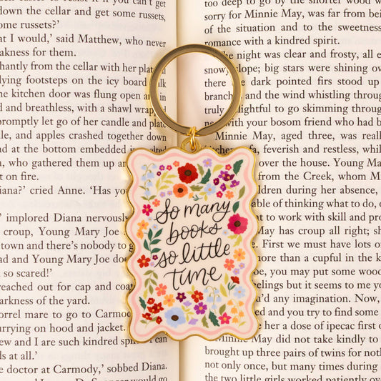 So Many Books Metal Keychain 2.5x1.5 in.