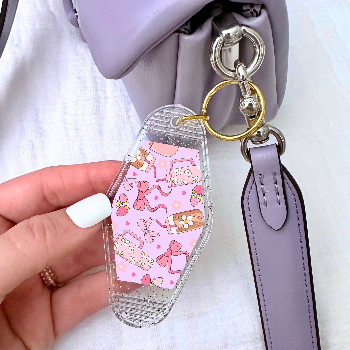 Coquette Coffee Relatable Girly Motel Keychain: Standard: Loose / Glossy