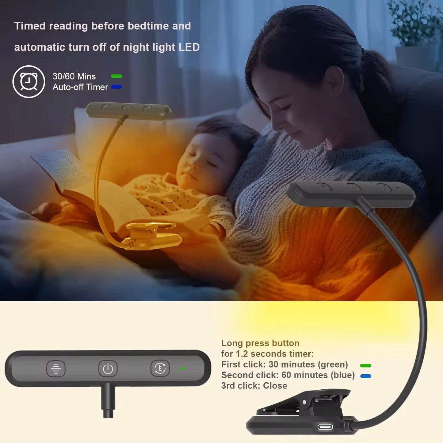 Usb Rechargeable Stepless Dimming Rotatable Mini Light Read: 1 Set(Mix & Match Colors)