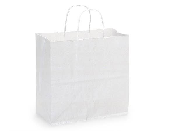 White Kraft Retail Paper Shopping Bags: 100 Pack / Cub 8x4.75x10"