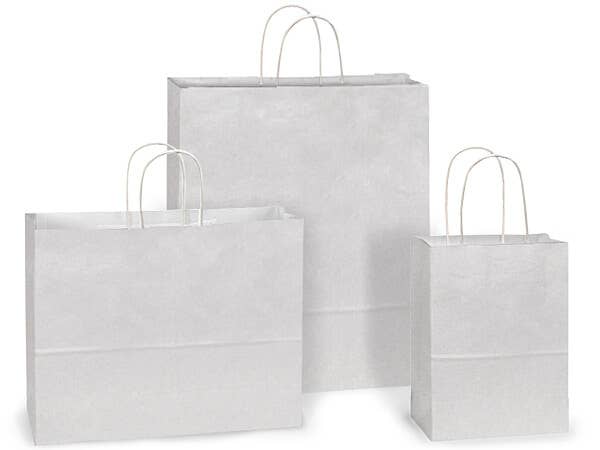 White Kraft Retail Paper Shopping Bags: 100 Pack / Carrier 10x5x13"