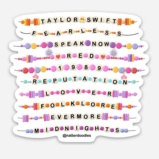 Taylor Swift Album Titles & Friendship Bracelets Era Sticker: Single