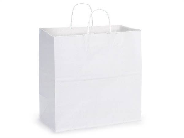 White Kraft Retail Paper Shopping Bags: 100 Pack / Rose 5.25x3.5x8.25"