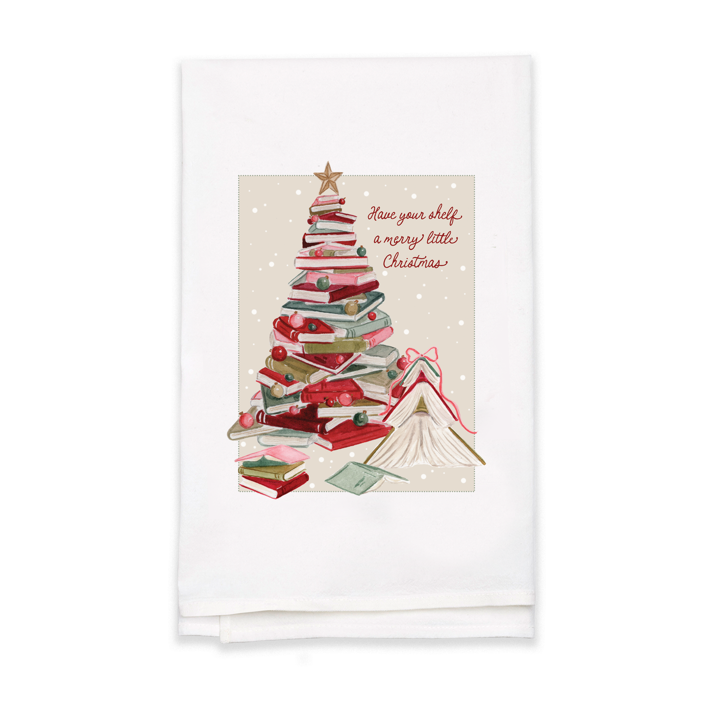 Have Your Shelf a Merry Little Christmas Book Tree Tea Towel