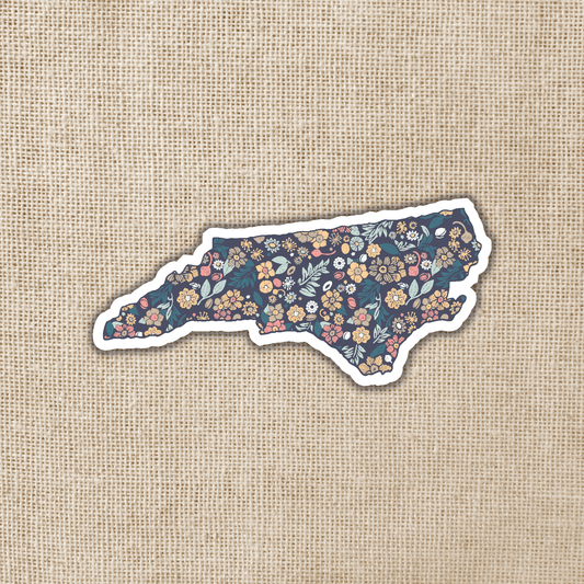 North Carolina Floral State Map Sticker