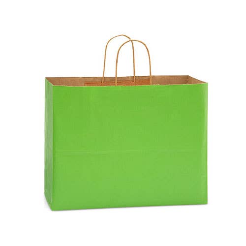 Recycled Kraft Color Paper Retail Shopping Bags: Christmas Red / 25 Pack / Queen 16x6x19.25"