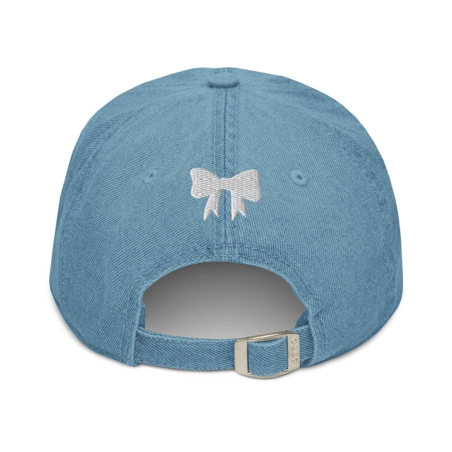 Bookish Girlie Embroidered Denim Hat: Blue