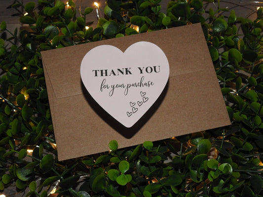 Heart Shaped Thank You Sticker | Happy Mail | Small Business: Thank You For Your Purchase!