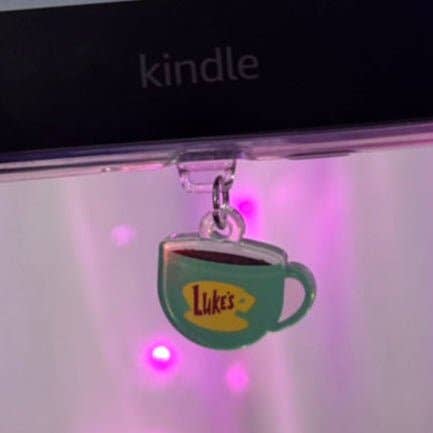 Gilmore Girls Inspired Luke's Coffee USB-C Dust Plug, Cup Charm, Hook Clasp, Holographic Finish: USB-C Plug