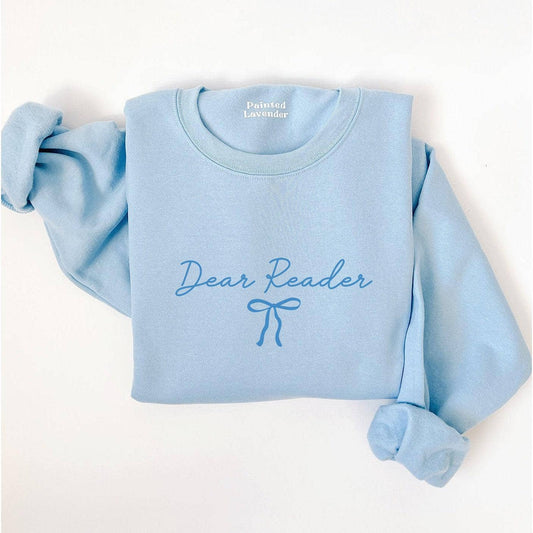 Dear Reader Bow Crewneck: Light Blue / L