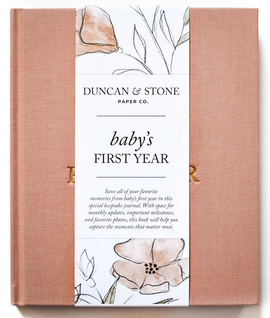 Baby's First Year Memory Book & Photo Album | Christmas Gift: Dusty Rose